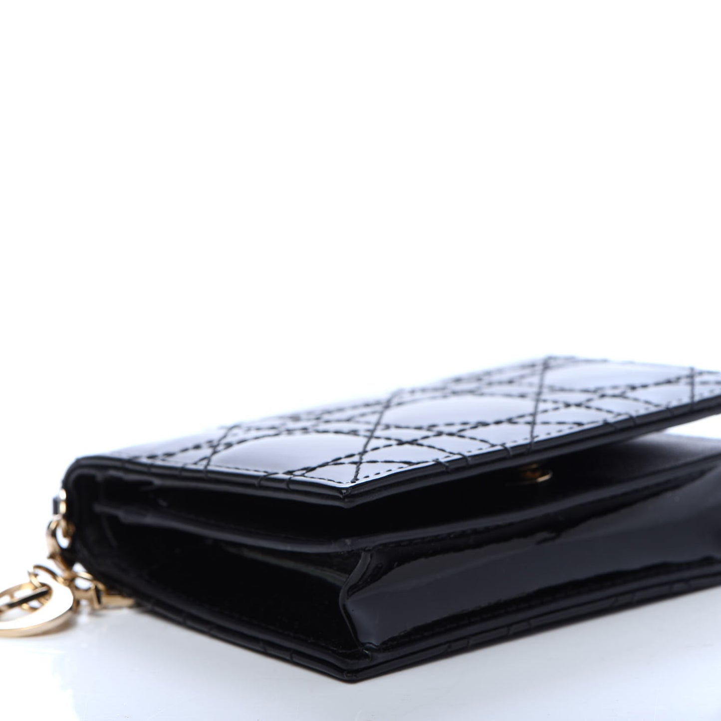 Patent Cannage Lady Dior Card Holder Black