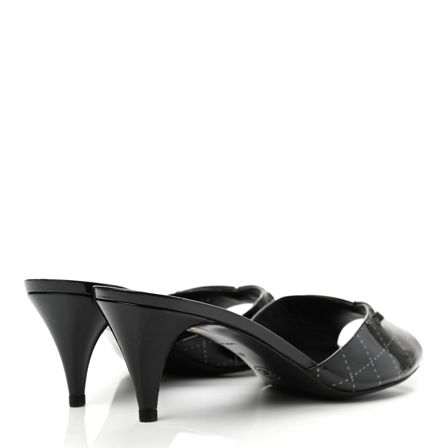 Patent Printed Mule Sandals 41 Black