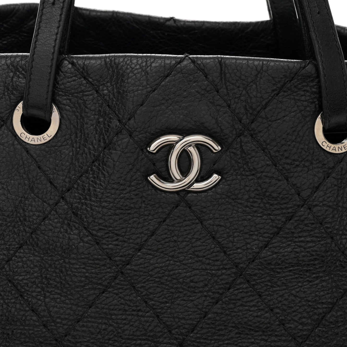 Glazed Calfskin Large On the Road Zip Tote Black