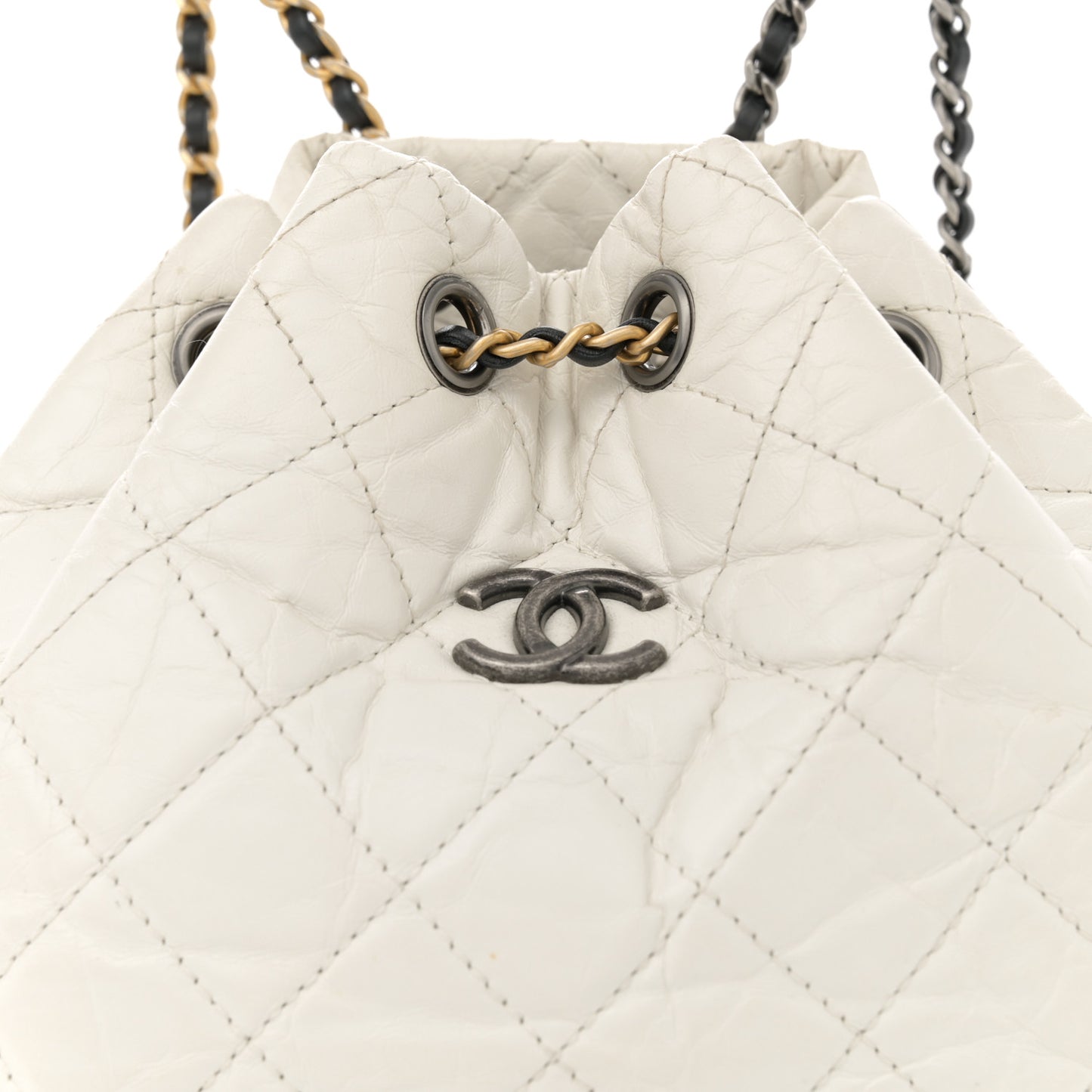 Aged Calfskin Quilted Small Gabrielle Backpack Black White