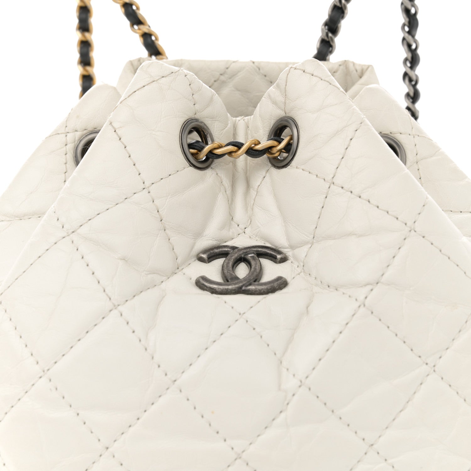 Chanel Aged Calfskin Quilted Small Gabrielle Backpack Black White 8 of 11
