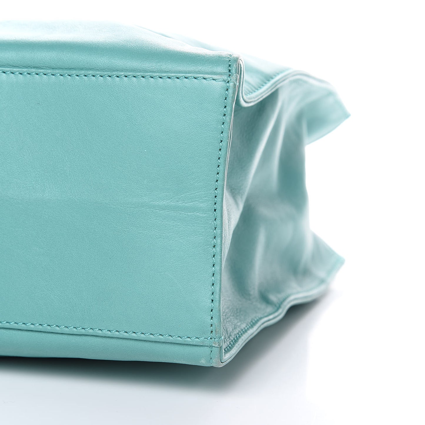 Lambskin CC Stitched Tote Turquoise