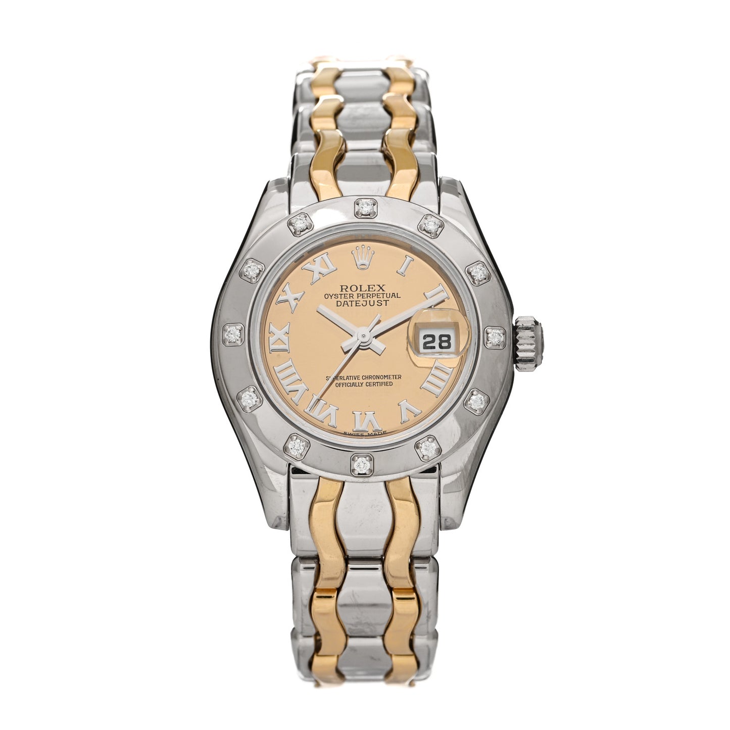 18K White Yellow Gold Diamond 29mm Pearlmaster Datejust Watch Champagne 80319