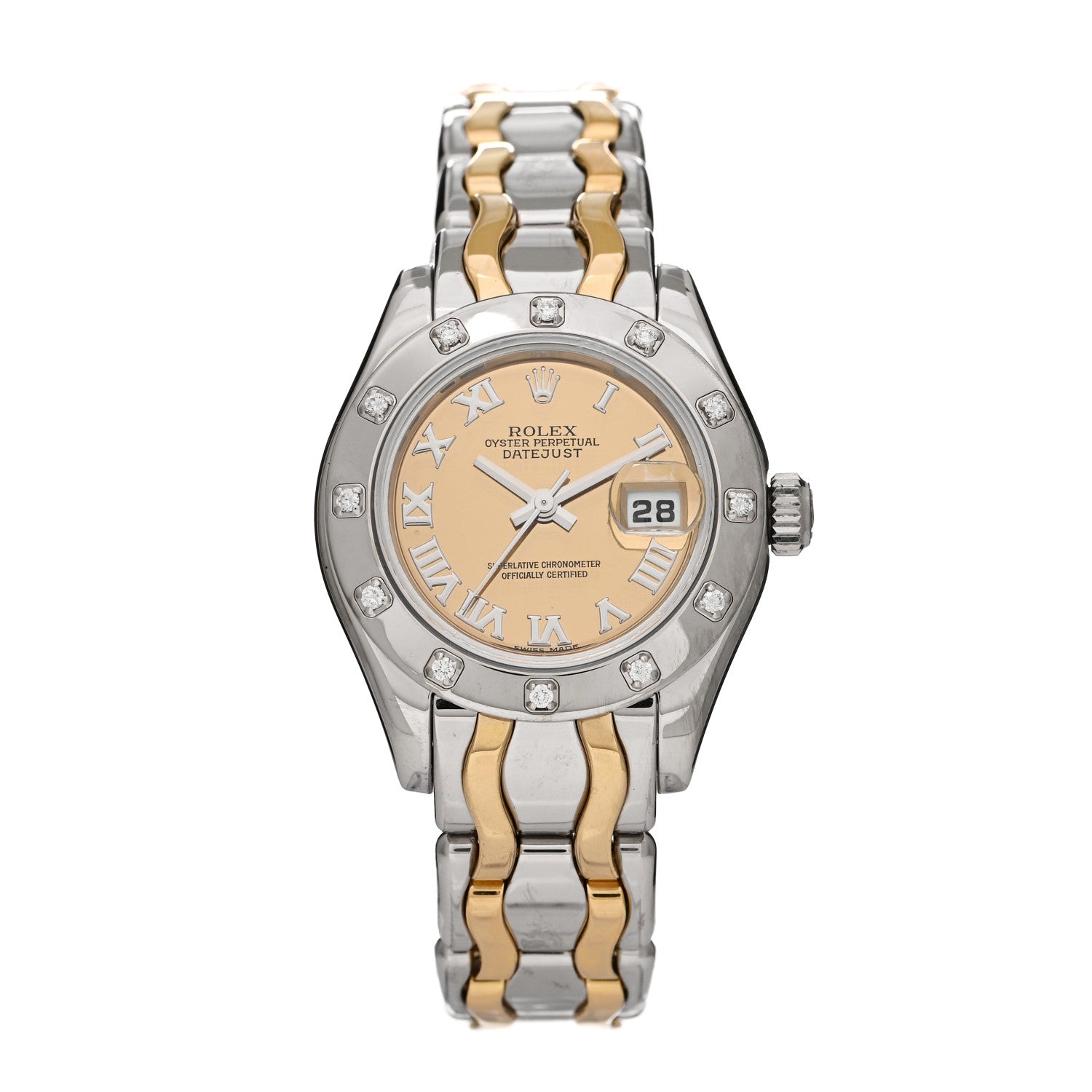 Rolex 18K White Yellow Gold Diamond 29mm Pearlmaster Datejust Watch Champagne 80319 1 of 4