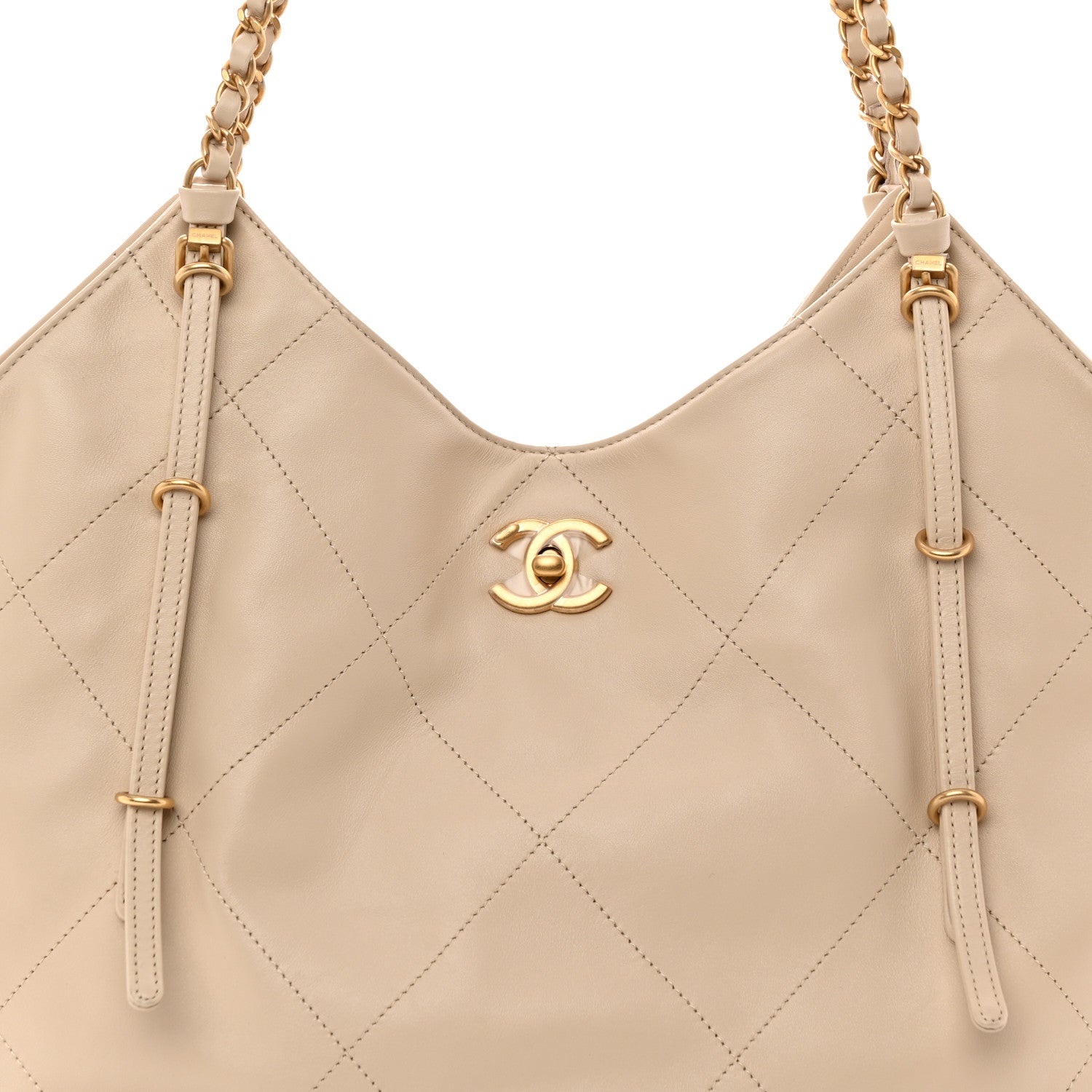 Chanel Calfskin Quilted Small Shopping Bag Beige 9 of 11