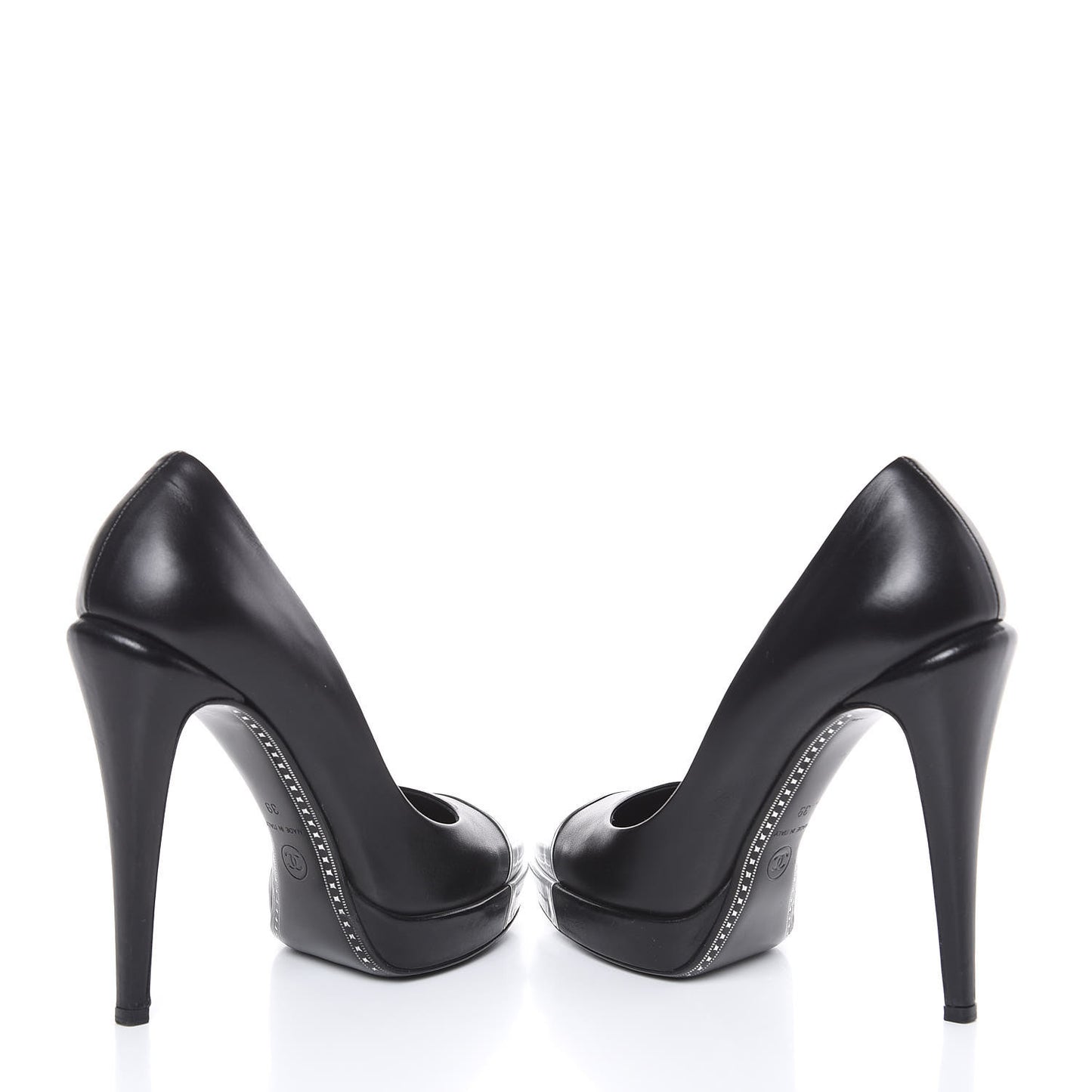 Lambskin Metallic Cap Toe CC Pumps 39 Black