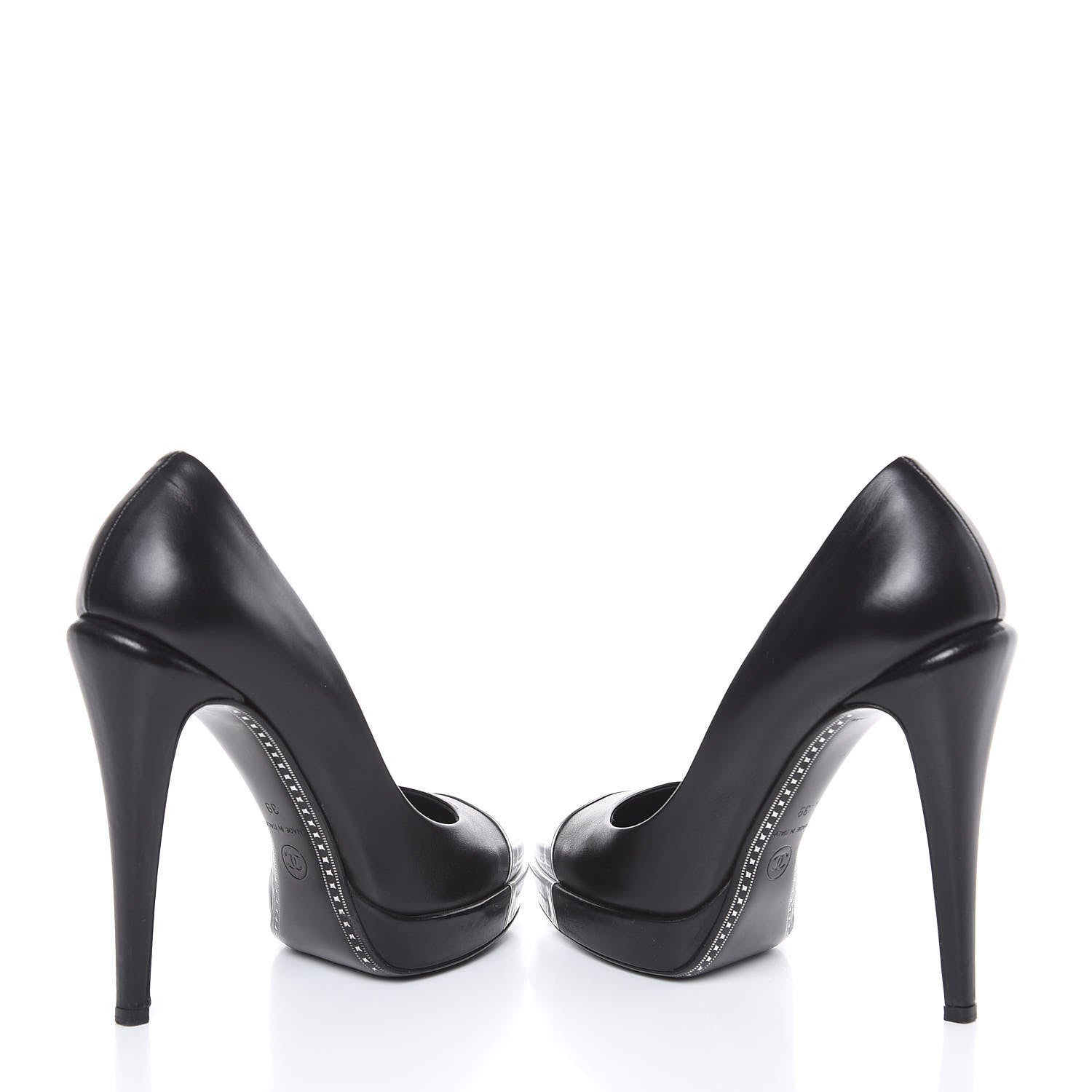 Chanel Lambskin Metallic Cap Toe CC Pumps 39 Black 6 of 10