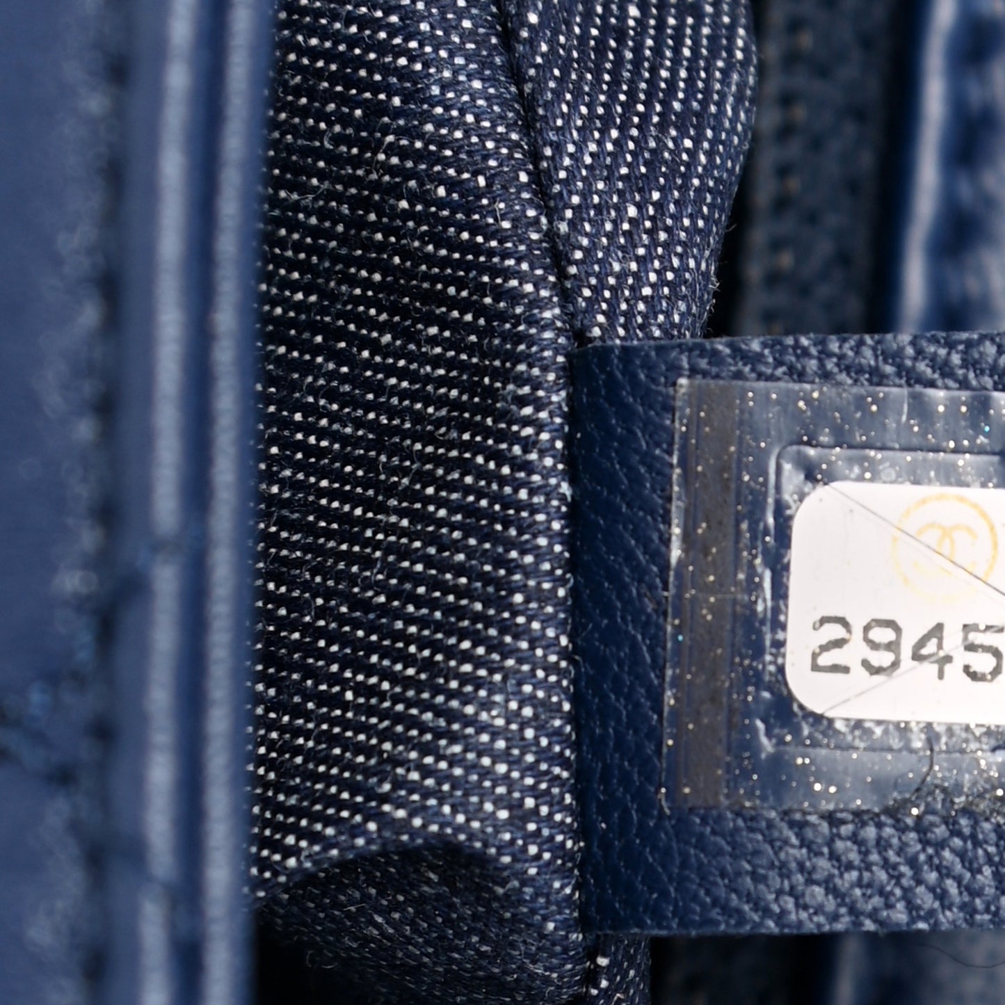Lambskin Quilted Resin Bi-Color Chain Flap Bag Navy