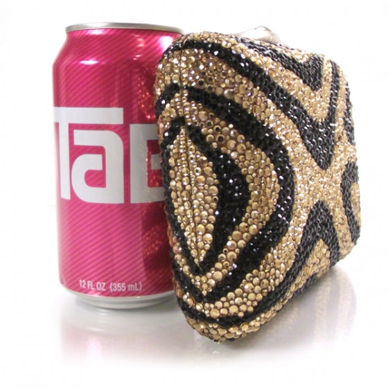 Judith Leiber Swarovski Crystal Minaudiere Clutch Black and Gold 3 of 7