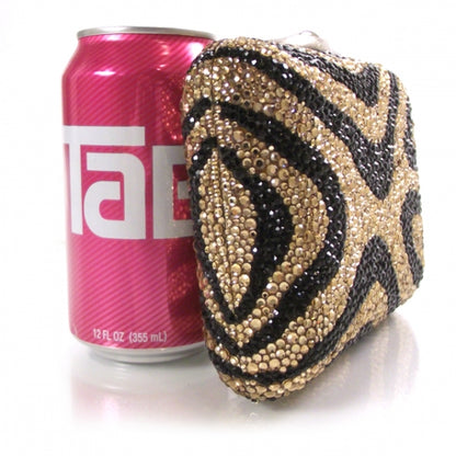 Judith Leiber Swarovski Crystal Minaudiere Clutch Black and Gold 3 of 7