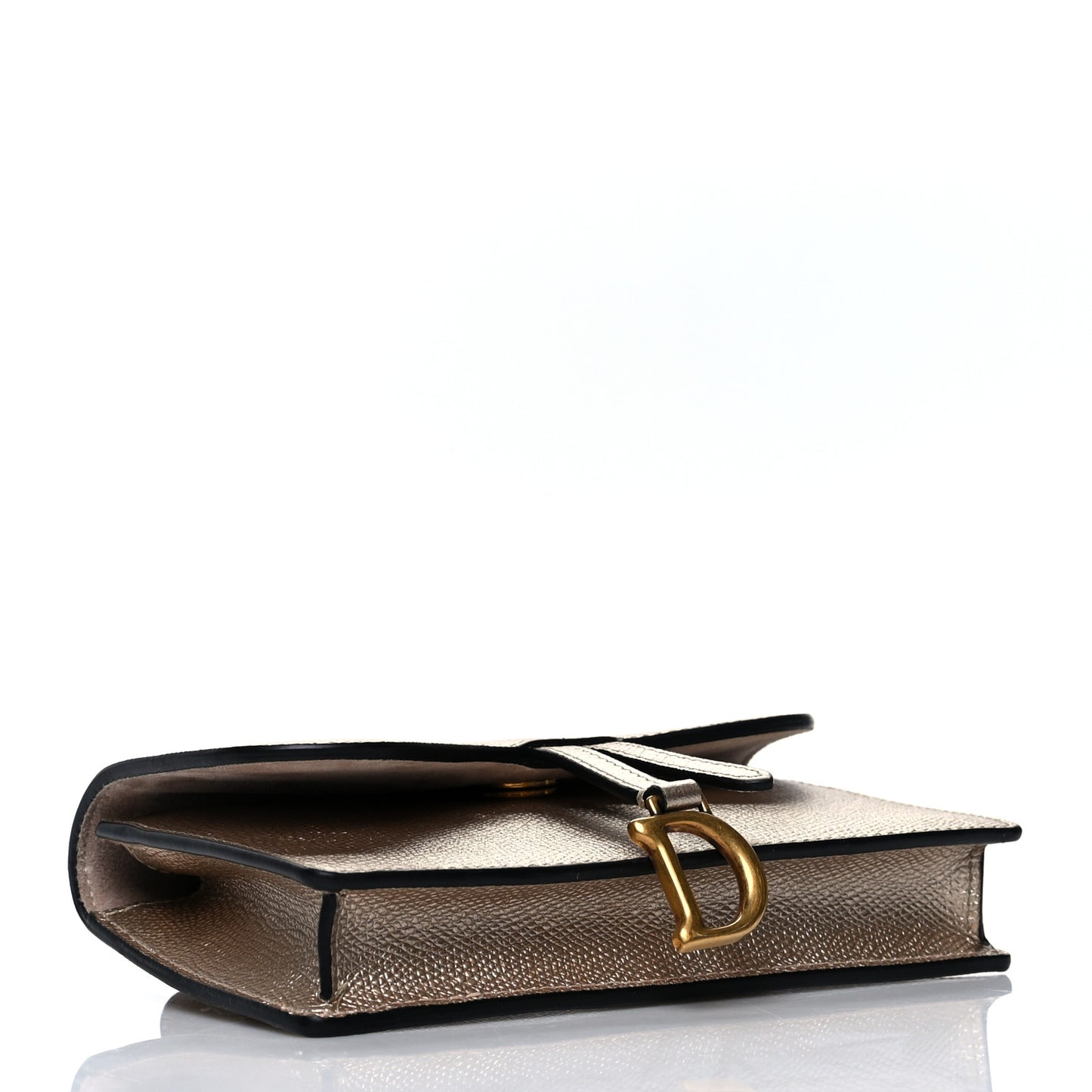 Metallic Grained Calfskin Saddle Belt Bag Gold