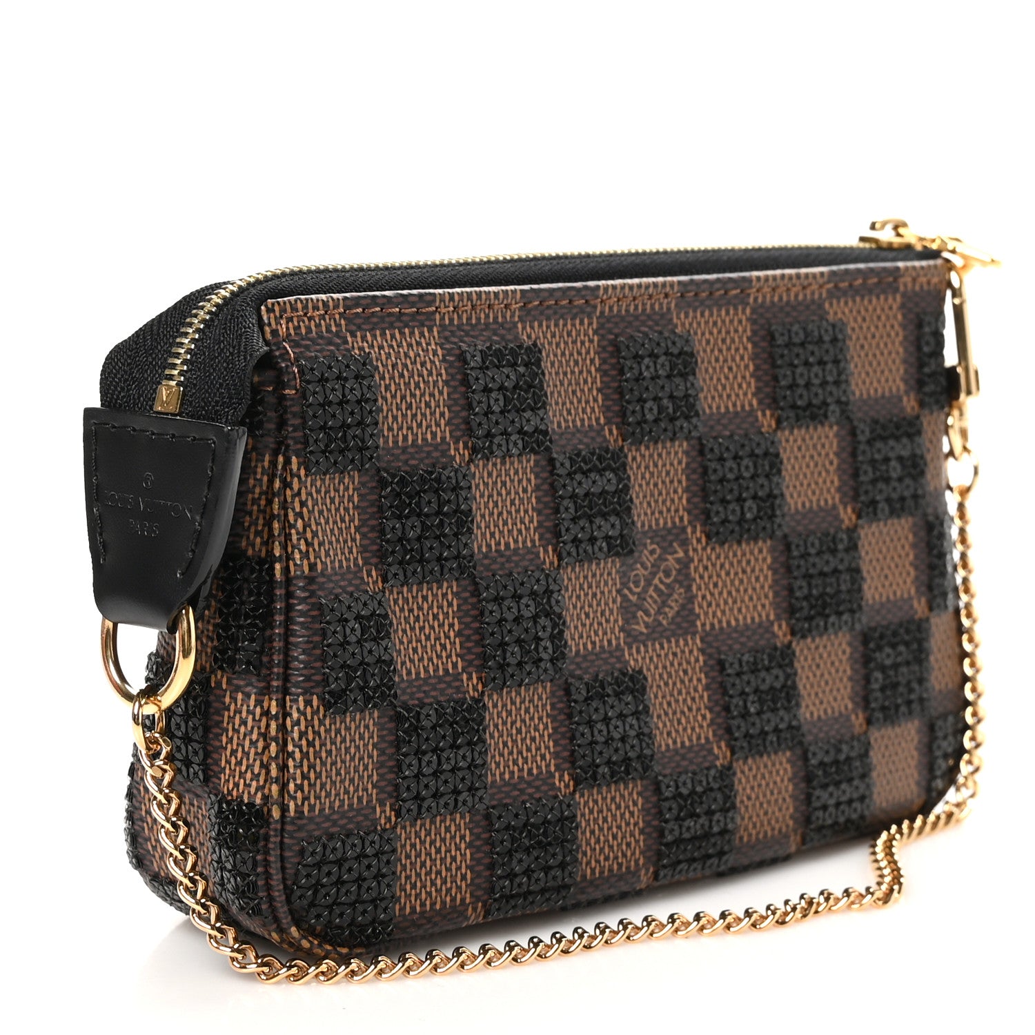 Louis Vuitton Damier Paillettes Mini Pochette Accessories Black 3 of 9