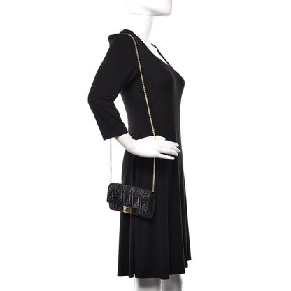 Fendi Nappa Matisse FF Embossed Continental Wallet On Chain Black 2 of 10