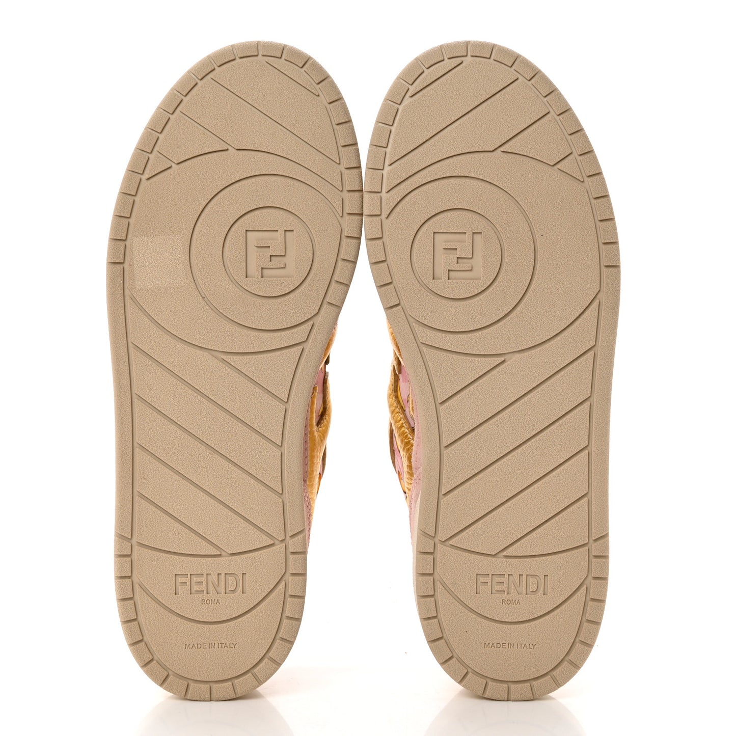 X FENDI Suede Fabric FF Baroque Womens Fendace Match Sneakers 38 Pink Gold Multicolor