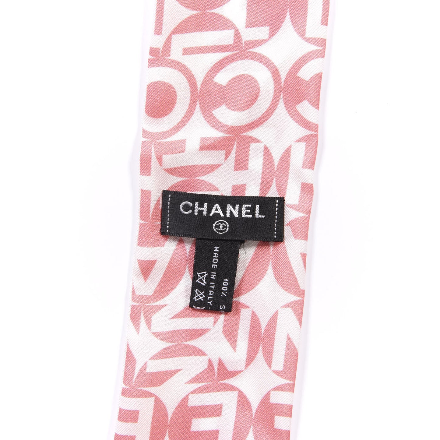 Silk CC Slim Bandeau Scarf Pink Grey