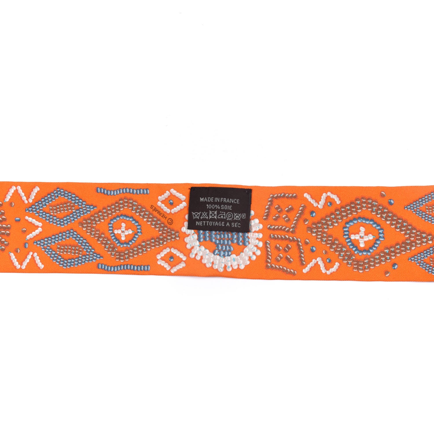 Hermes Silk Kelly En Perles Twilly Orange Bleu Gris Perle 2 of 4