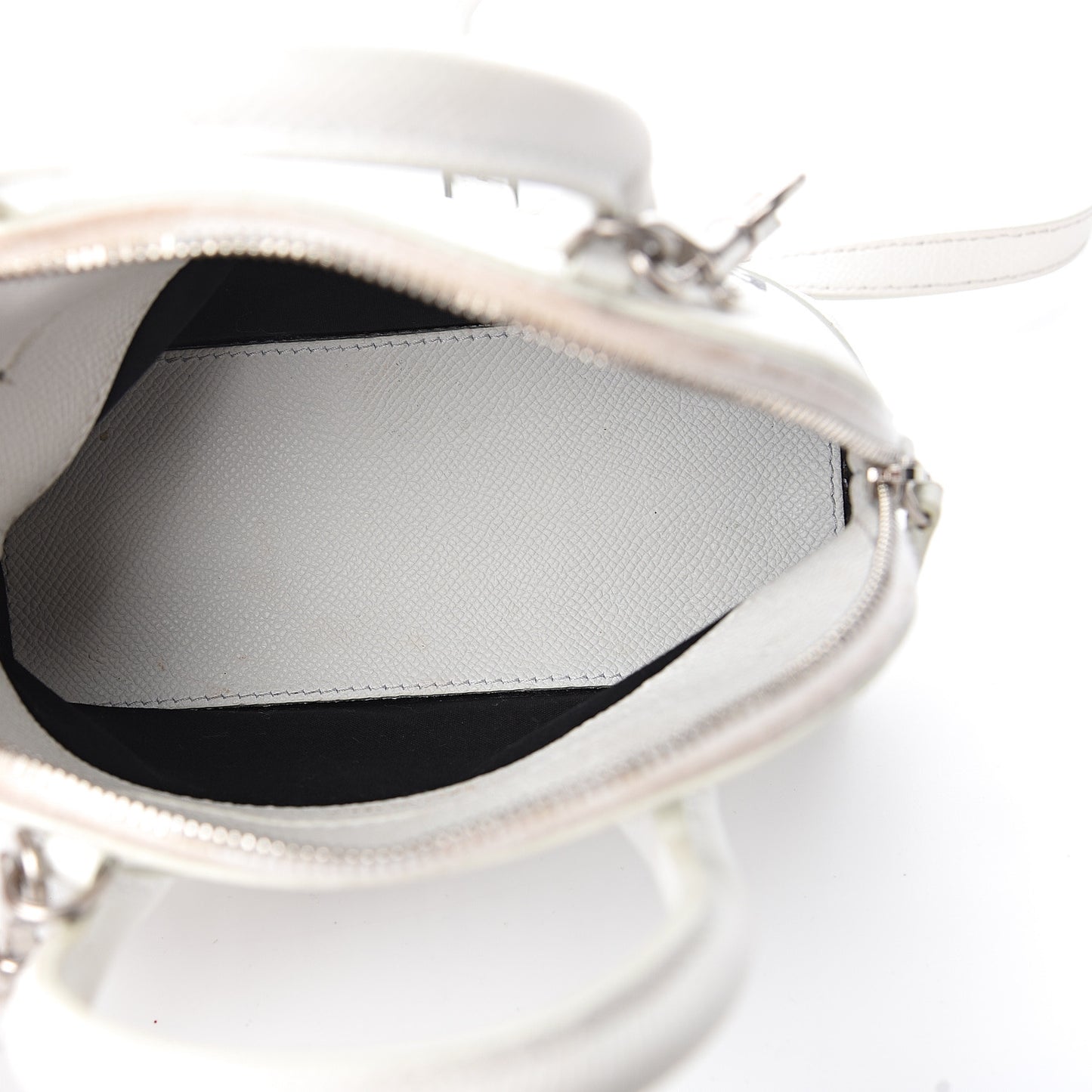 Grained Calfskin XXS Ville Top Handle Bag White Black