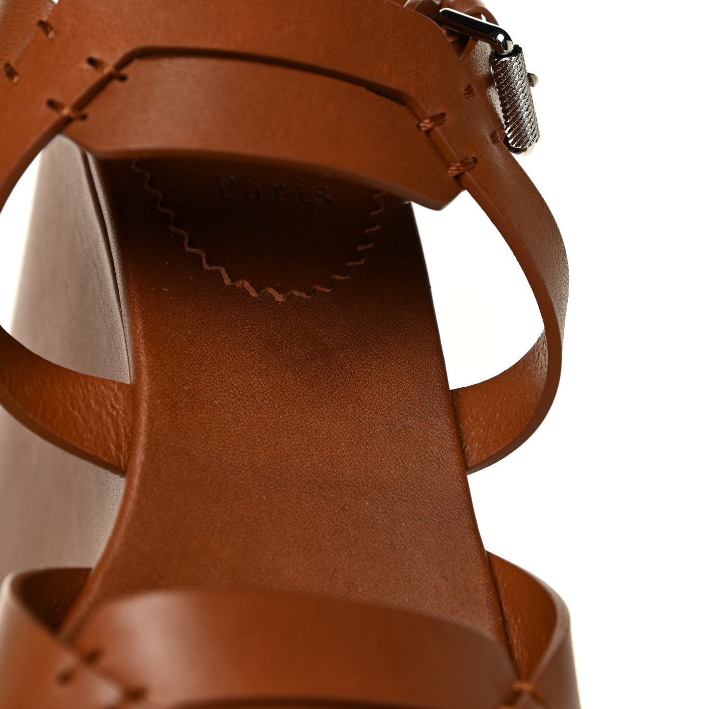 Calfskin Cavaleppa Wedge Sandals 38 Brown