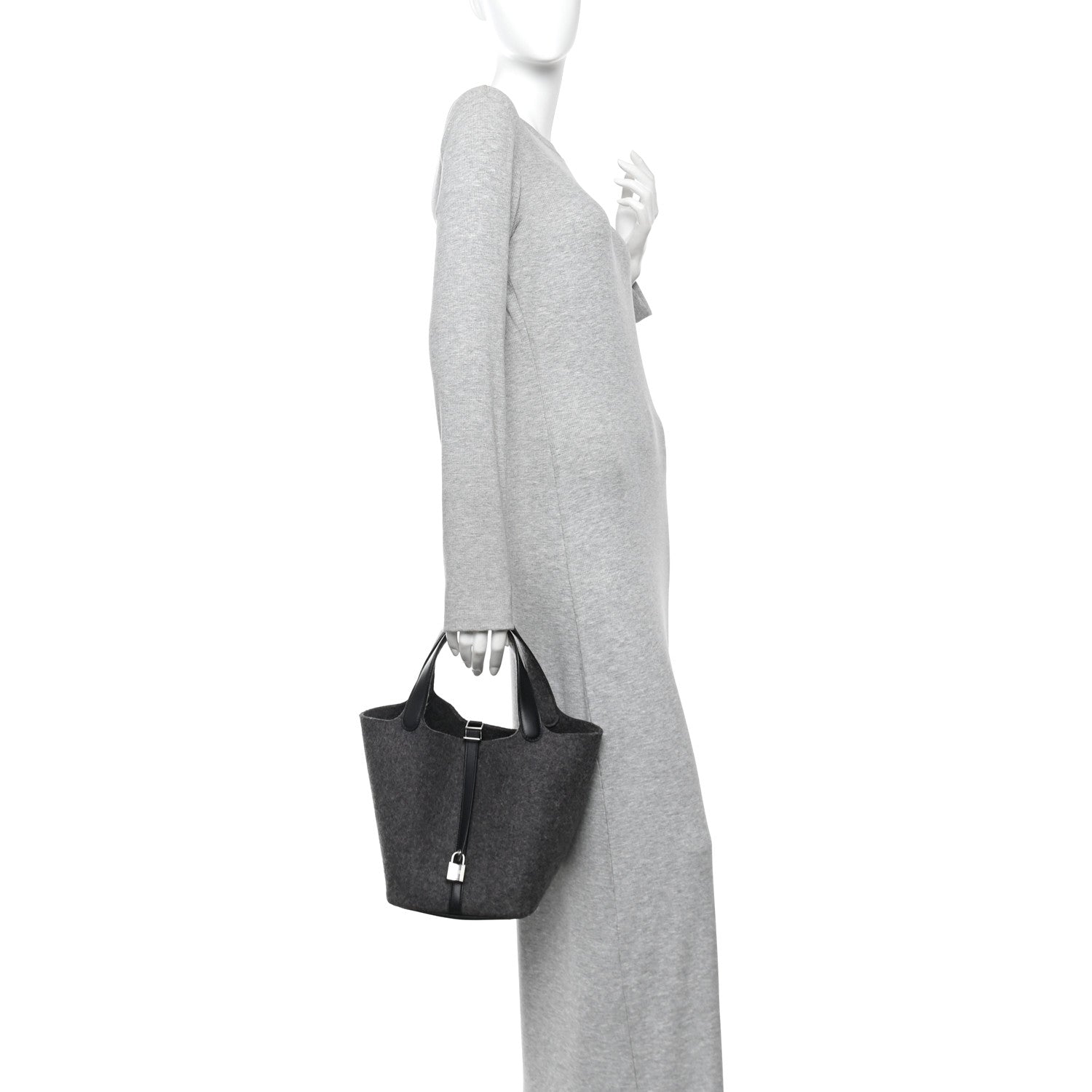 Hermes Feutre Swift Picotin Lock 22 MM Gris Moyen Black 2 of 11