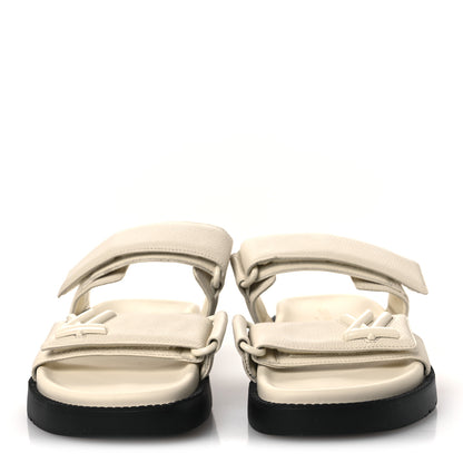 Louis Vuitton Grained Calfskin Sunset Comfort Flat Sandals 39 Light Beige 3 of 11