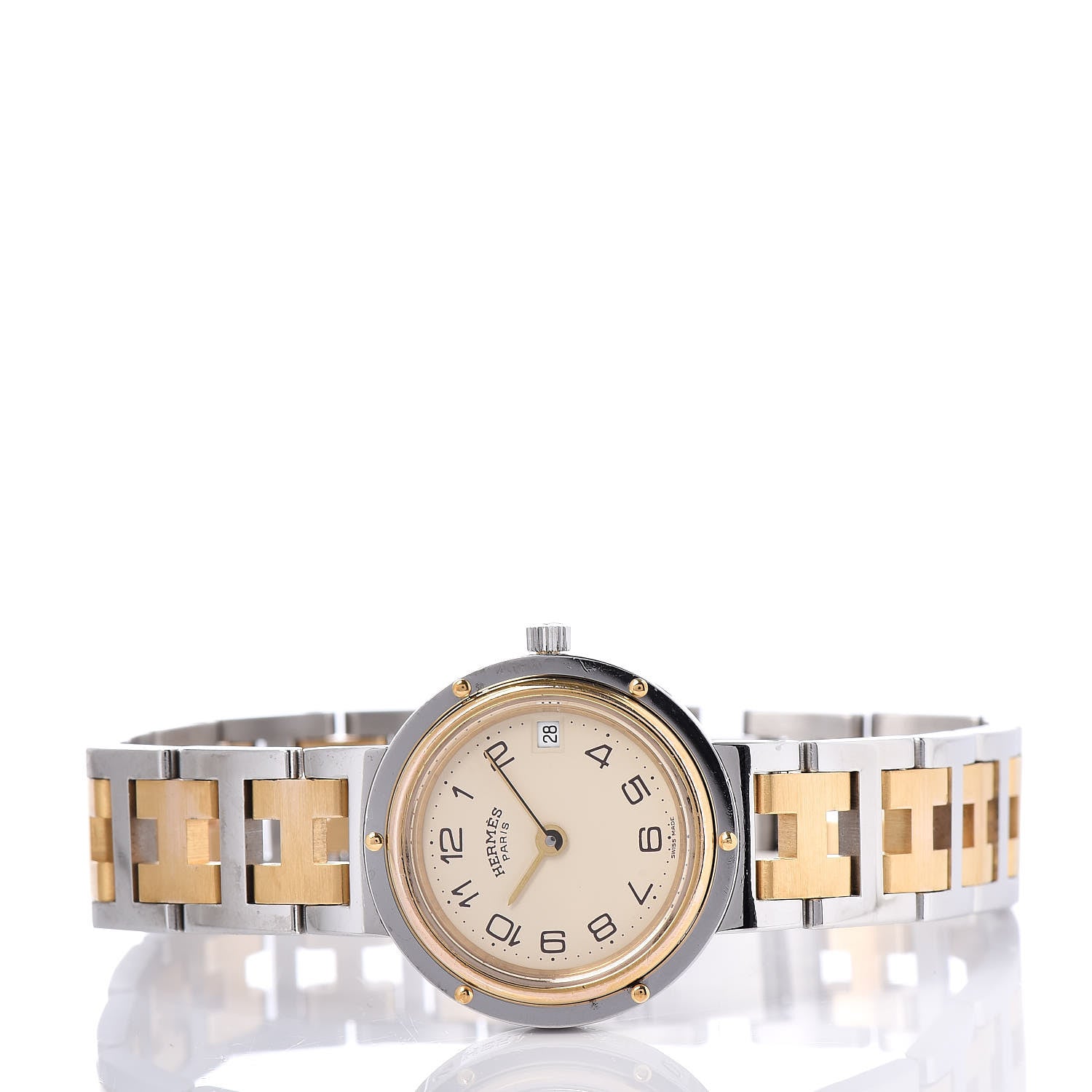 Hermes Stainless Steel 24mm Clipper Quartz Watch Gold 3 of 6
