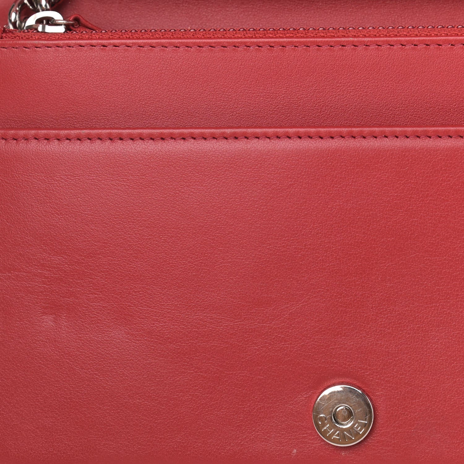 Chanel Caviar Quilted Boy Wallet On Chain WOC Red 15 of 15