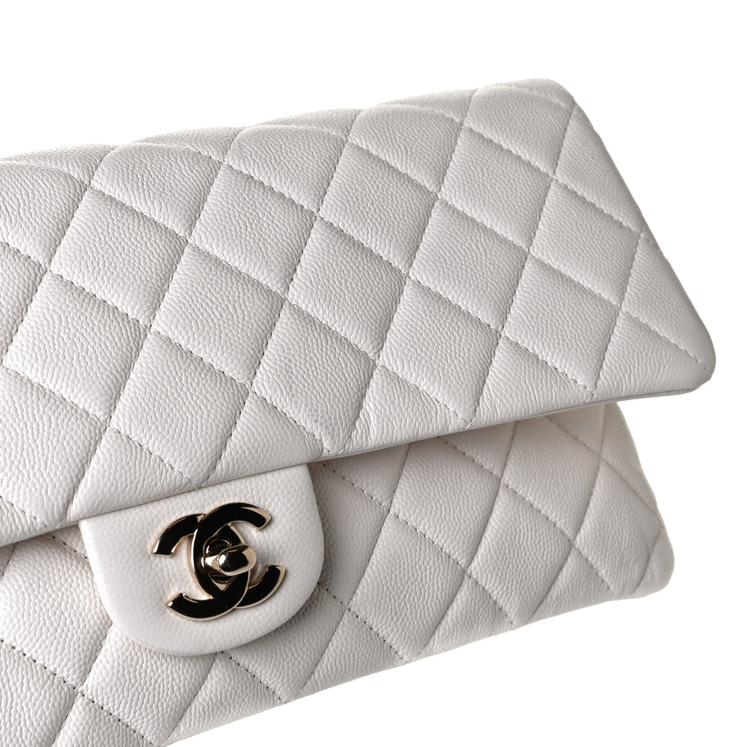 Chanel Caviar Quilted Flap Clutch White 8 of 11