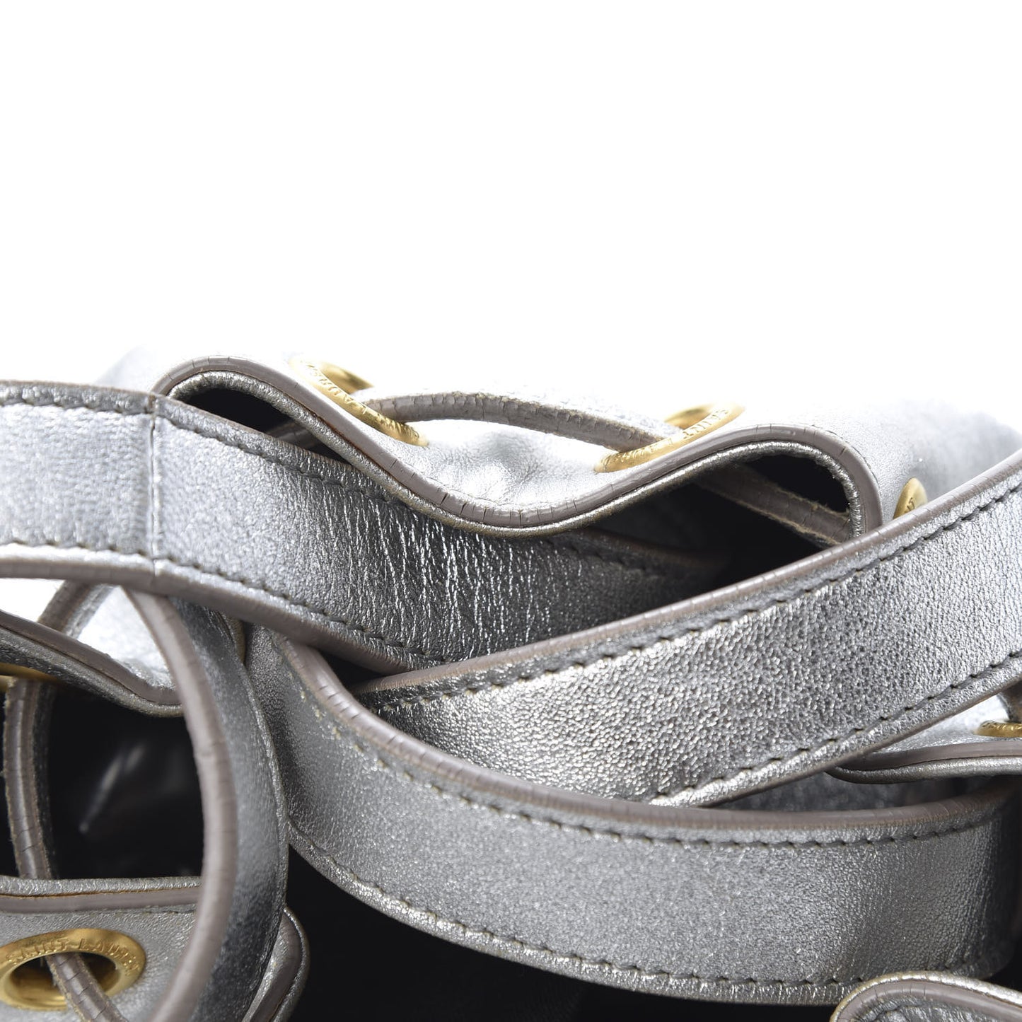 Metallic Calfskin Small Emmanuelle Bucket Bag Silver