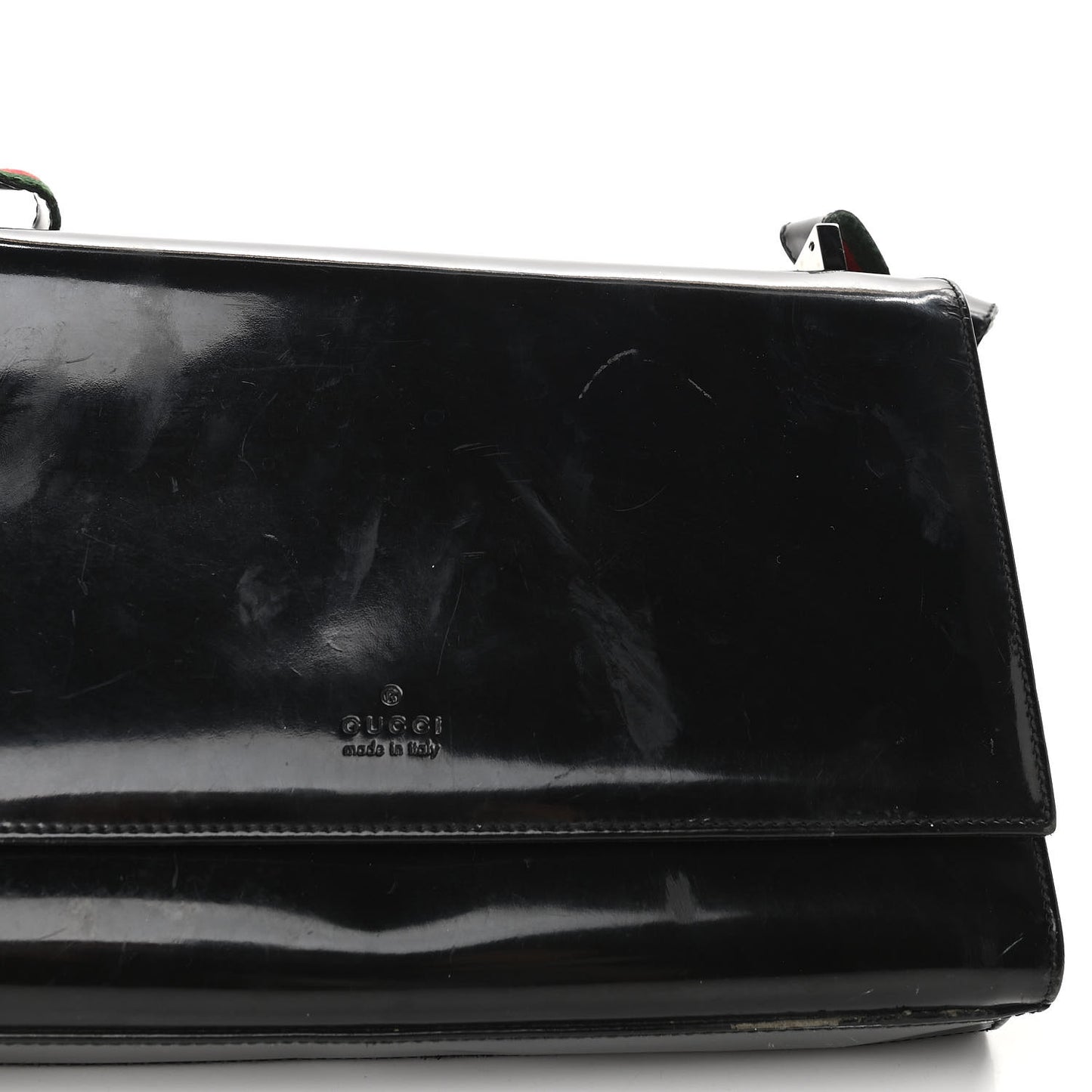 Patent Web Shoulder Bag Black