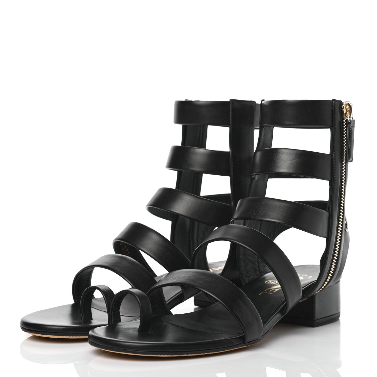 Calfskin Gladiator Sandals 39.5 Black