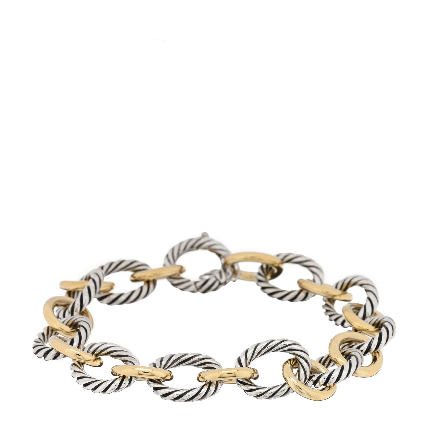 Sterling Silver 18K Yellow Gold 12mm Large Oval Link Bracelet