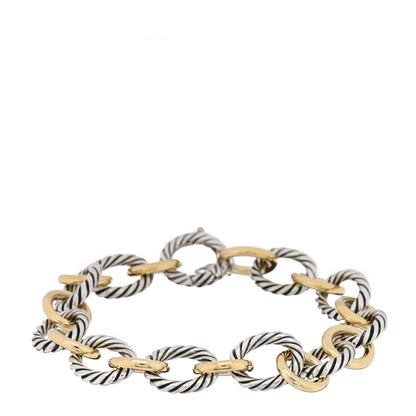David Yurman Sterling Silver 18K Yellow Gold 12mm Large Oval Link Bracelet 1 of 4