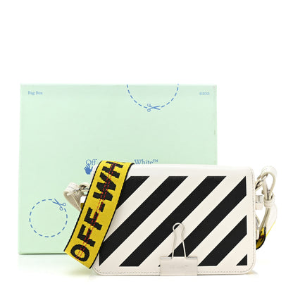 Off-White Saffiano Striped Mini Diag Binder Clip Bag White Black Yellow 14 of 14
