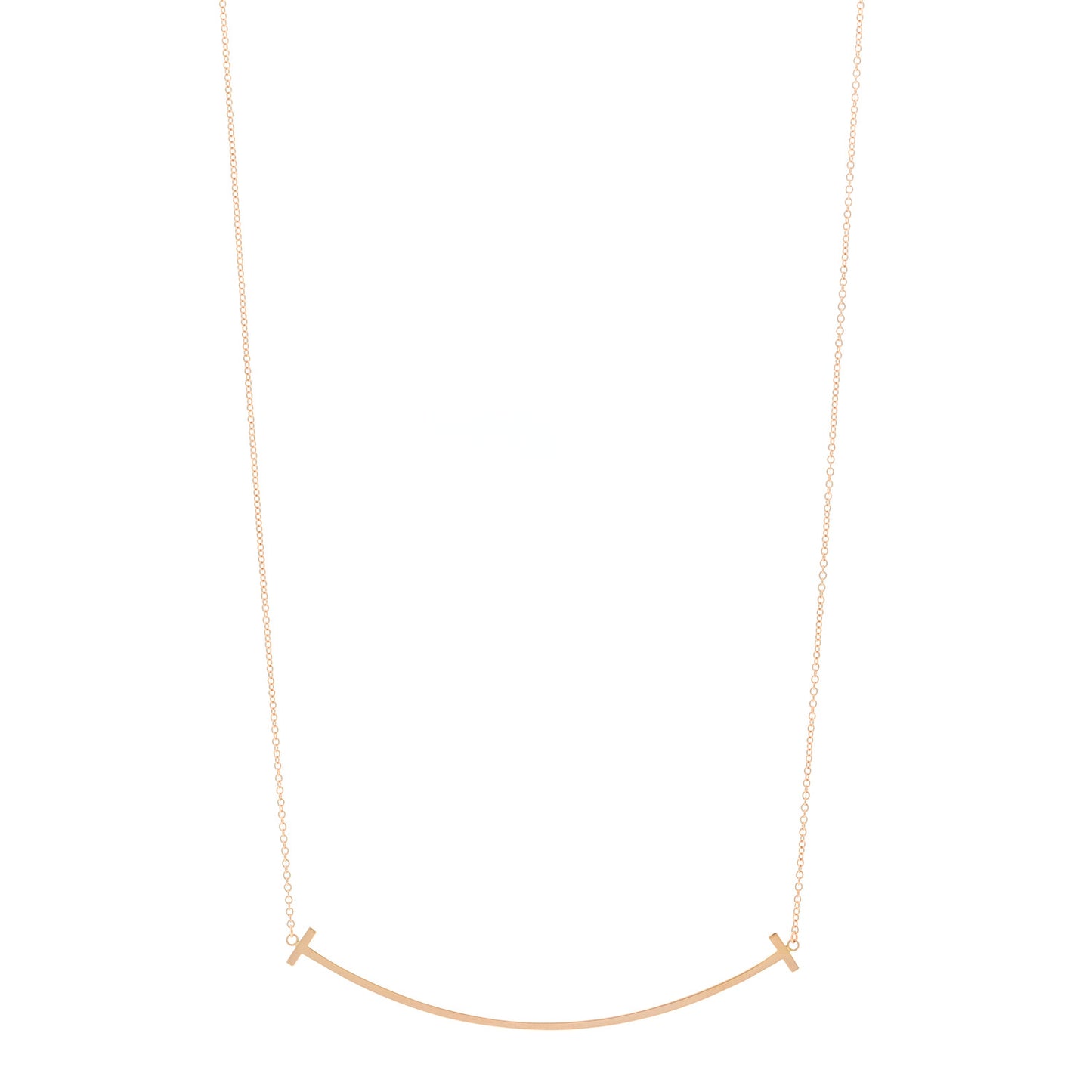 18K Rose Gold Large T Smile Pendant Necklace