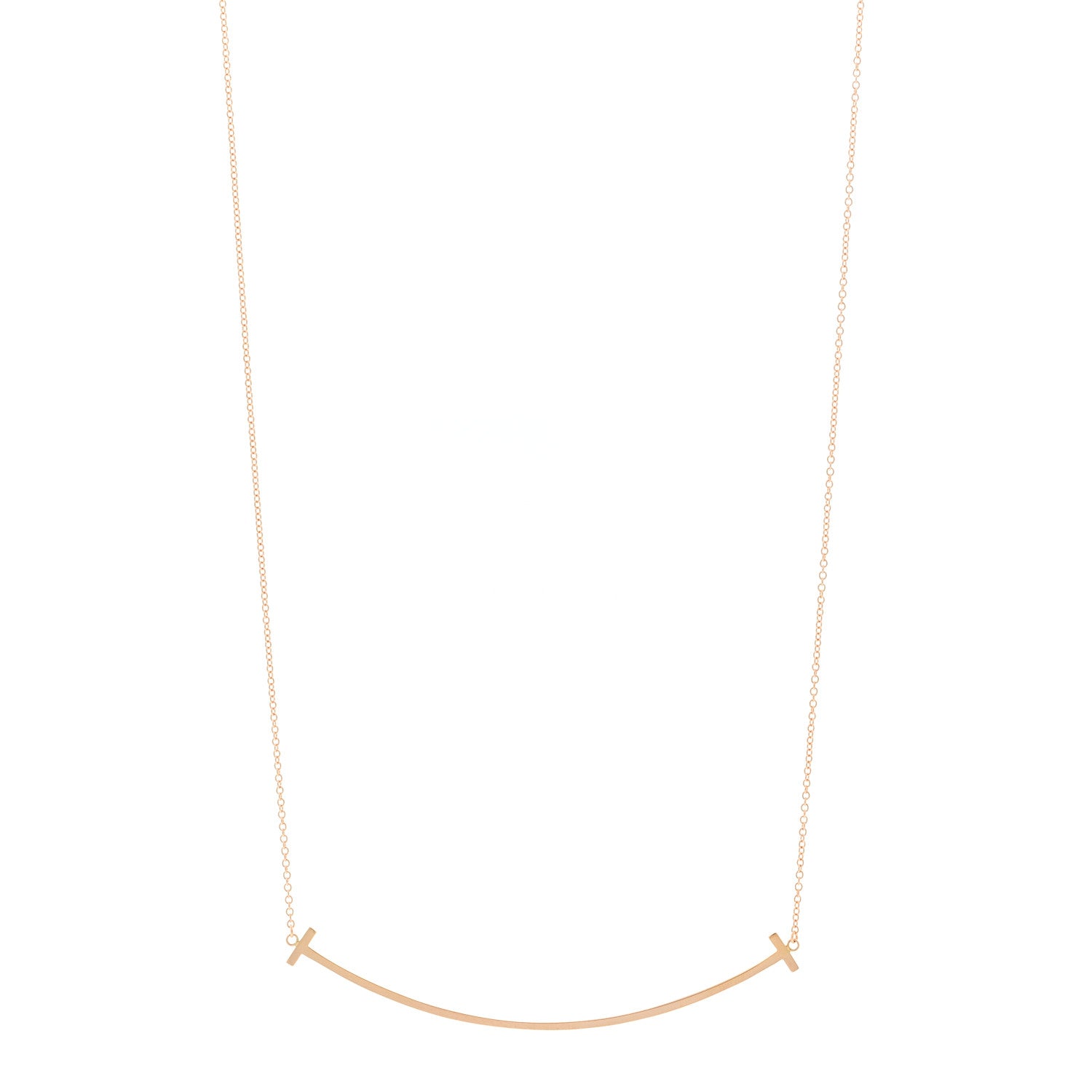 Tiffany 18K Rose Gold Large T Smile Pendant Necklace 1 of 5