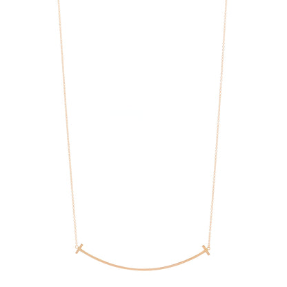 Tiffany 18K Rose Gold Large T Smile Pendant Necklace 1 of 5