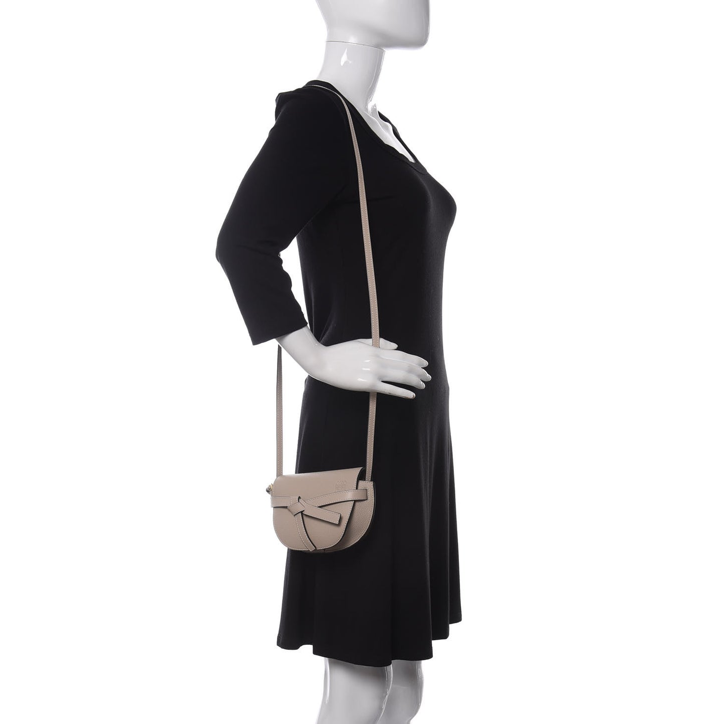 Grained Calfskin Mini Gate Crossbody Bag Light Oat