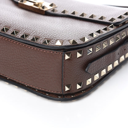 Valentino Garavani Pebbled Calfskin Medium Rockstud Flap Saddle Bag Cacao 8 of 10