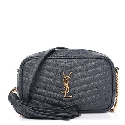 Saint Laurent Grain De Poudre Matelasse Monogram Mini Lou Camera Bag Dark Smog 1 of 9