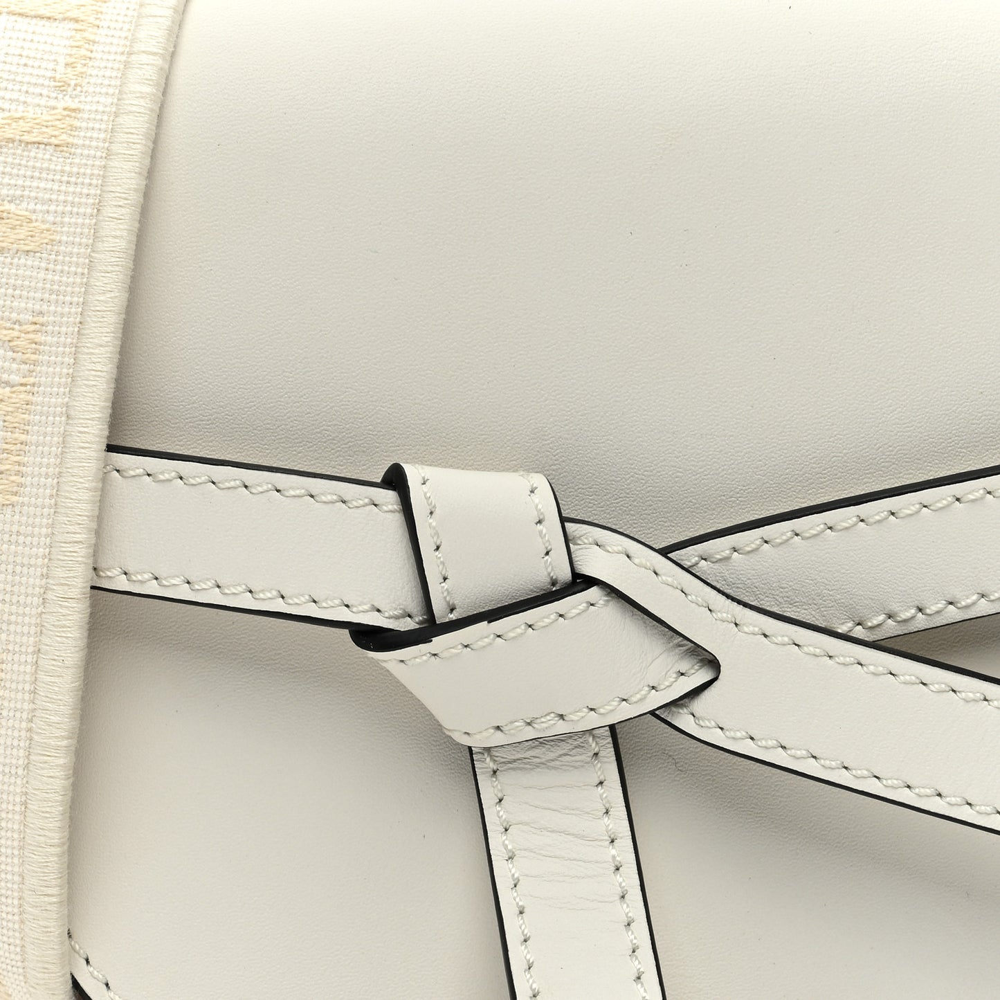 Calfskin Jacquard Mini Gate Dual Bag Soft White Paper