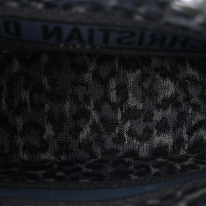Christian Dior Canvas Mizza Embroidered Medium Leopard Book Tote Blue 5 of 14