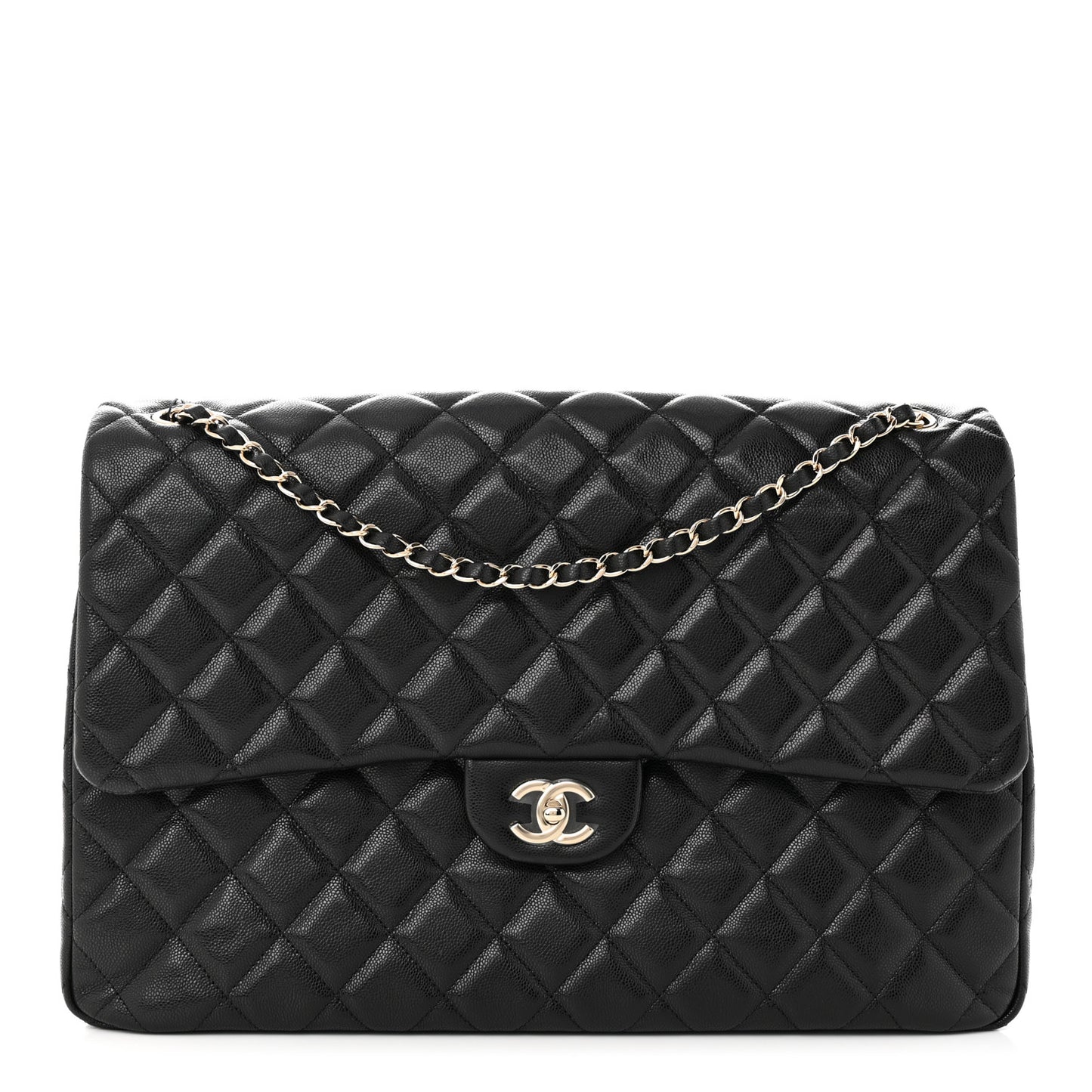 Caviar Quilted XXL Travel Flap Bag Black