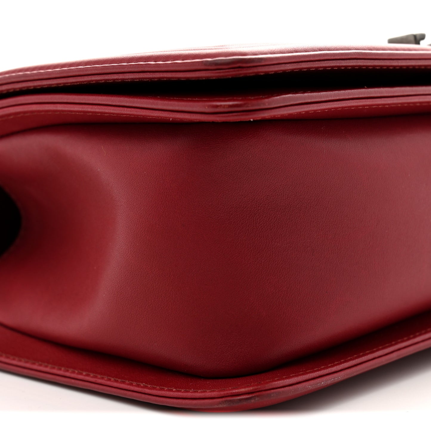 Calfskin Chevron Quilted Medium Boy Flap Dark Red