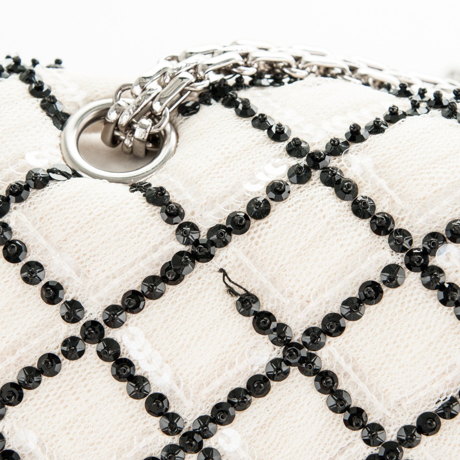 Chanel Sequin Mesh Quilted 225 Reissue Flap White Black 8 of 10