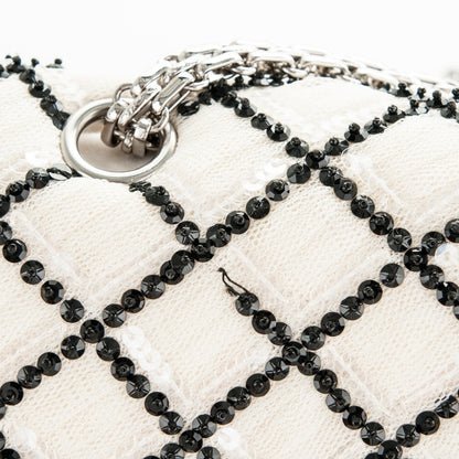 Chanel Sequin Mesh Quilted 225 Reissue Flap White Black 8 of 10