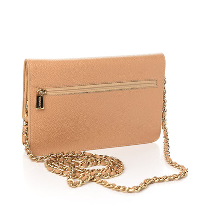 Chanel Caviar Timeless CC Wallet on Chain WOC Beige 2 of 12