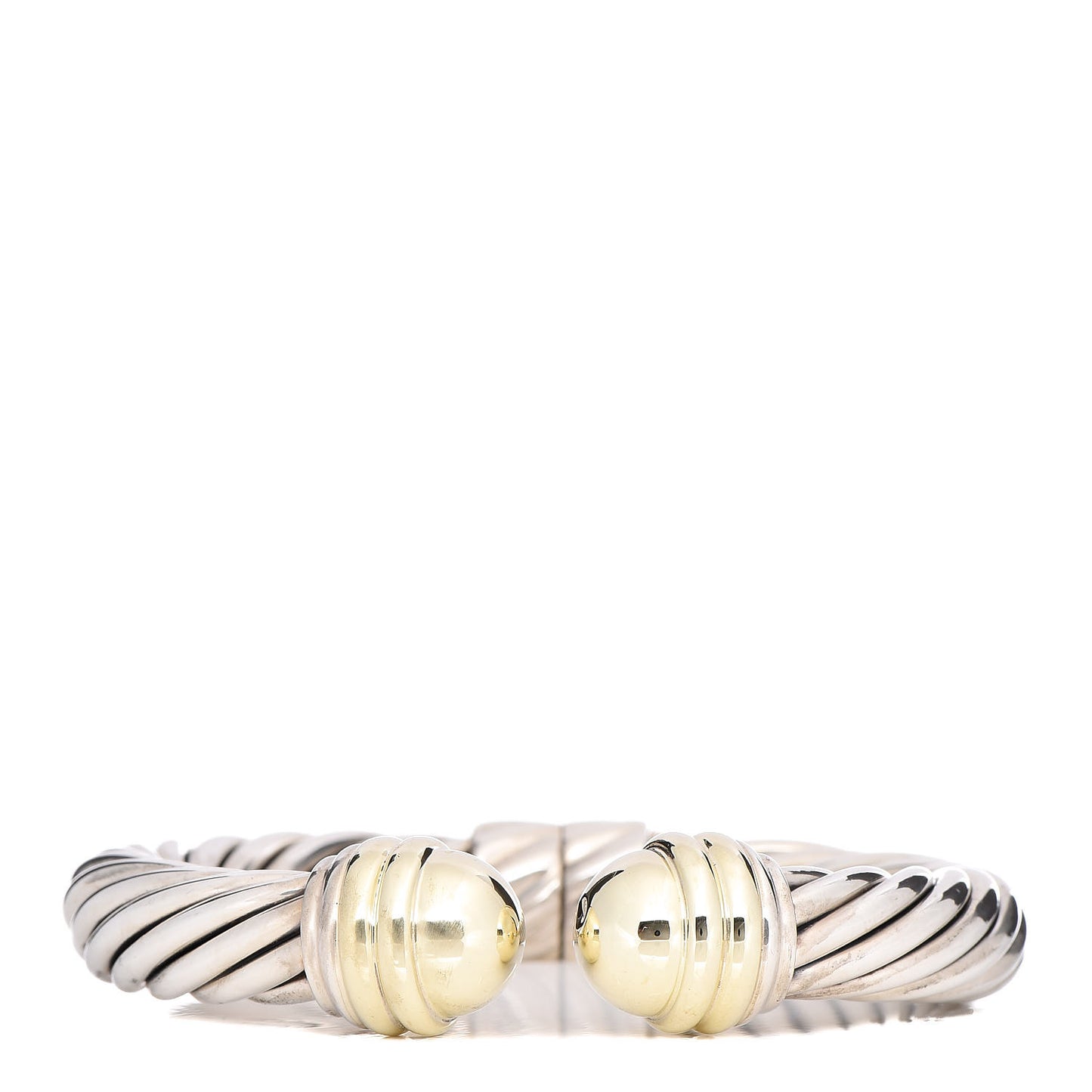 Sterling Silver 14K Yellow Gold 10mm Cable Classics Bracelet