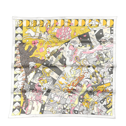 Hermes Silk L'Epopee D'Hermes Detail Scarf 70 Gris Jaune Rose 1 of 5