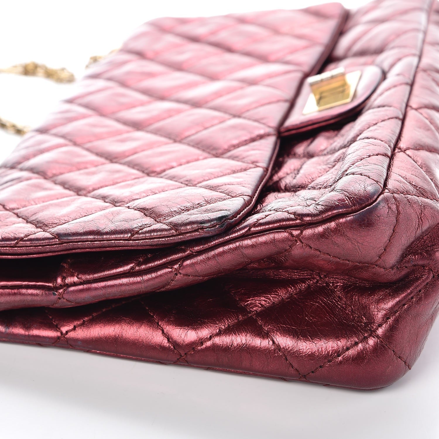 Chanel Metallic Aged Calfskin Quilted 2.55 Reissue 227 Flap Dark Red 12 of 14
