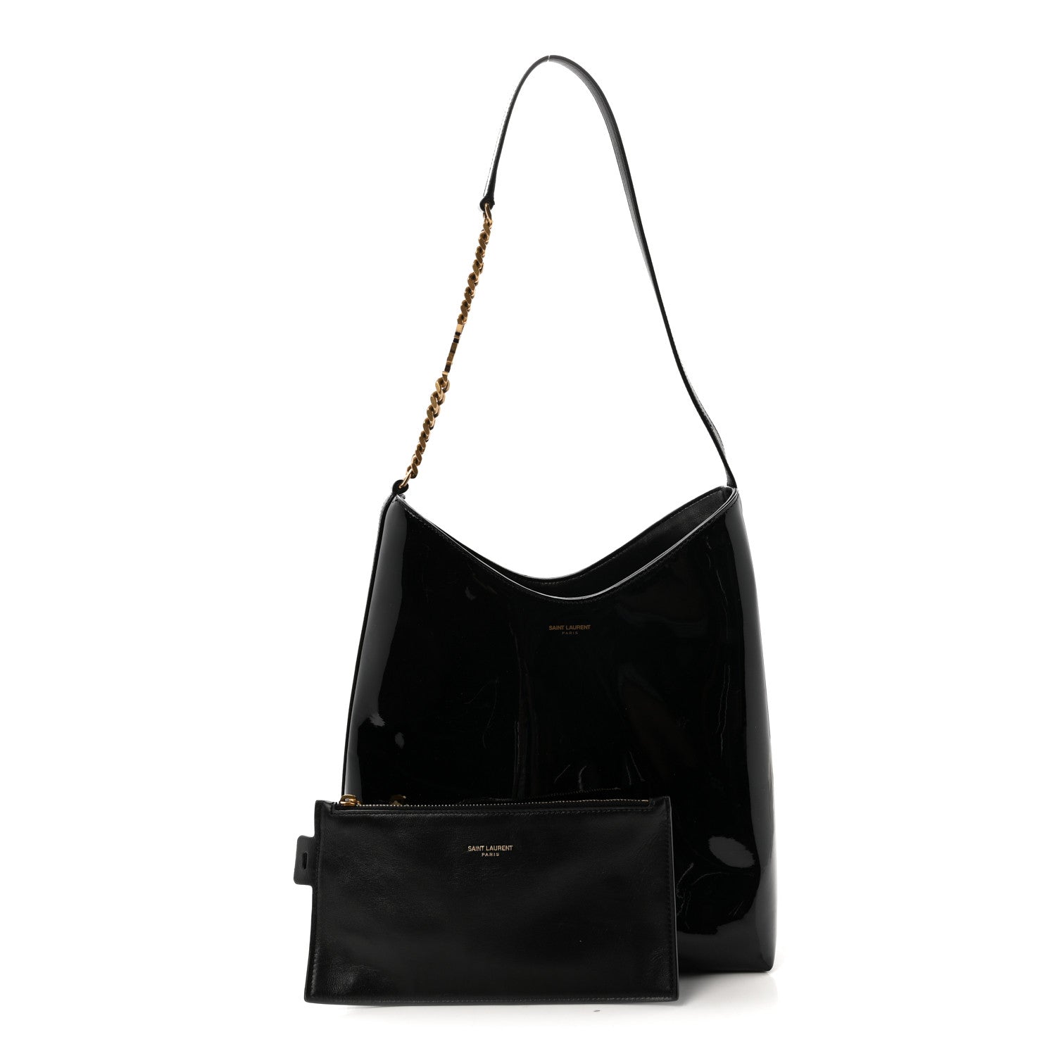 Saint Laurent Patent Calfskin Rendez-Vous Hobo Black 3 of 10